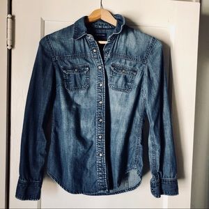 CLASSIC denim shirt w great lines + details